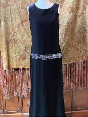 Black Sleeveless Maxi Dress with Crystal Waist Band